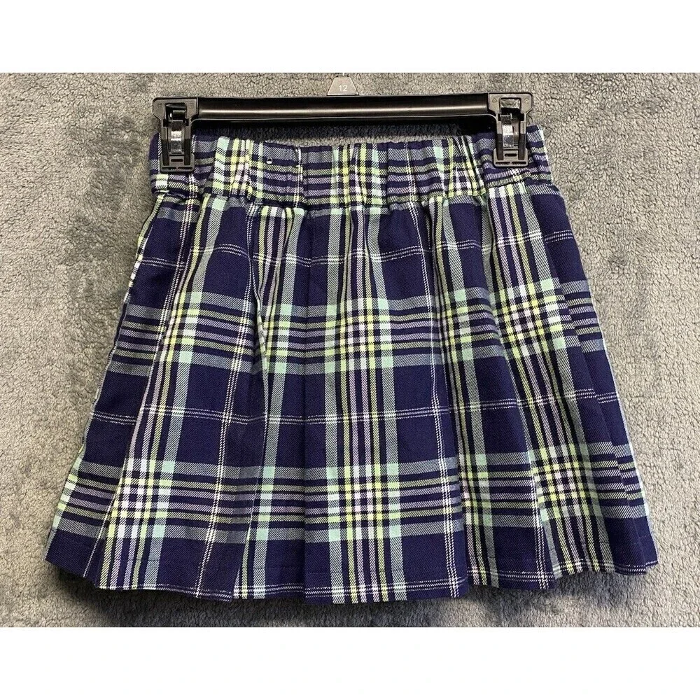 Justice Girls Faux Wrap Plaid Skirt Size L 12/14